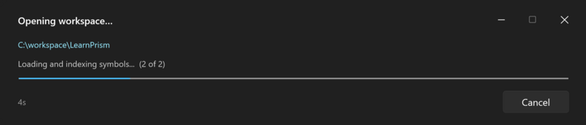 Prism for AL loading a workspace