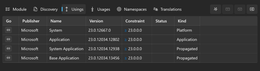 Prism for AL: Module usings