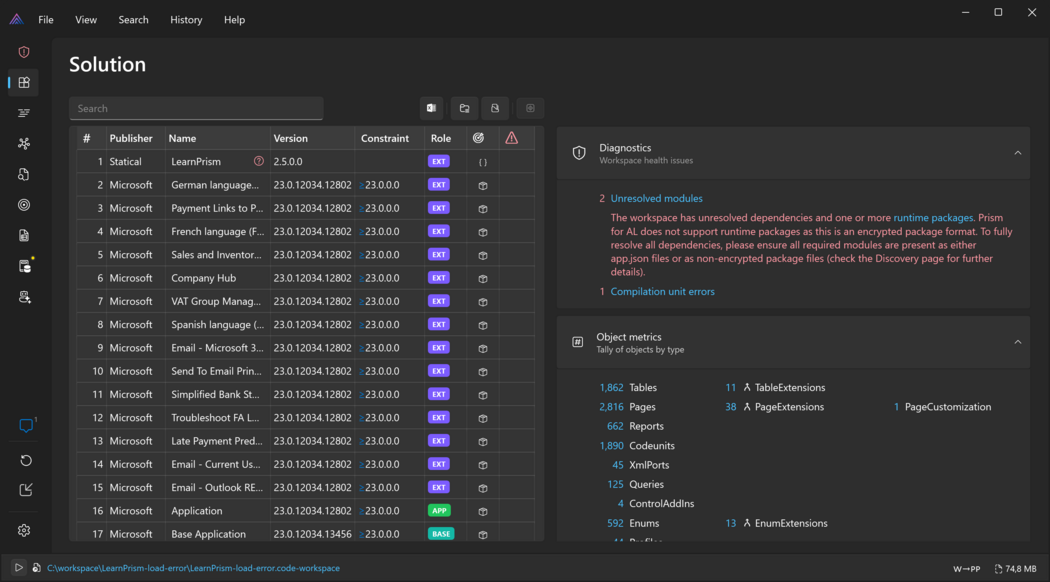 Prism for AL with unresolved modules