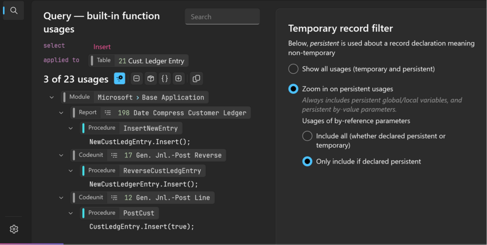 Prism for AL: Usages with table filter