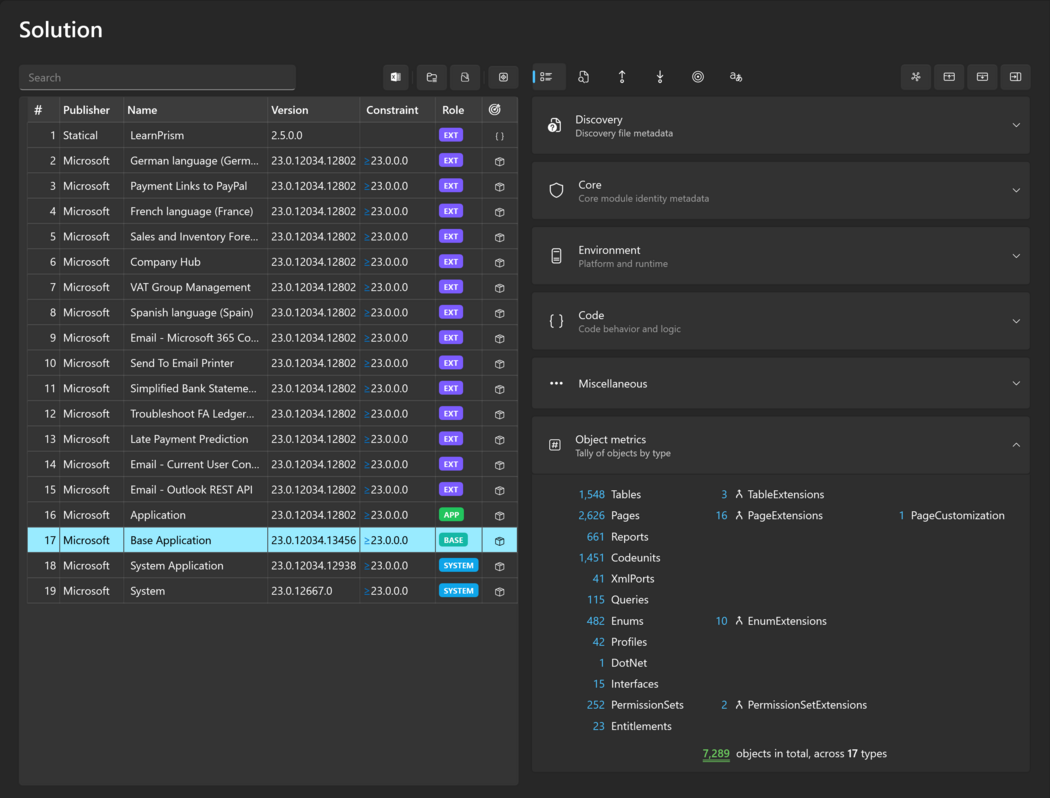 Prism for AL: Solution page module overview